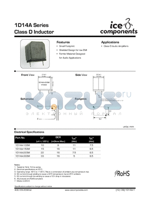 1D14A-150M datasheet - Class D Inductor