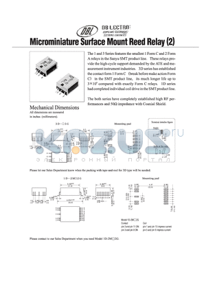 1D-2M12G datasheet - MICROMINIATURE SURFACE MOUNT REED RELAY