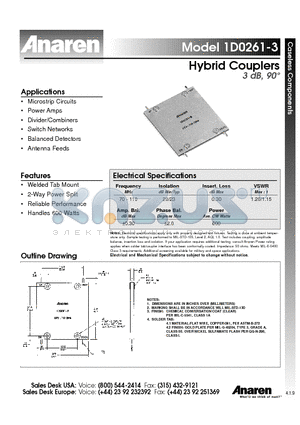 1D0261-3 datasheet - Hybrid Couplers