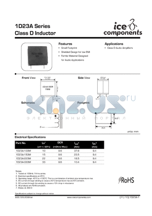 1D23A-100M datasheet - Class D Inductor