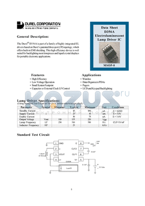 1DDD356AA-M02 datasheet - Electroluminescent Lamp Driver IC