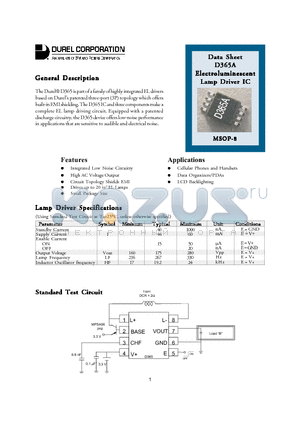 1DDD365AA-M02 datasheet - Electroluminescent Lamp Driver IC