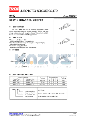 9N90G-T47-T datasheet - 900V N-CHANNEL MOSFET