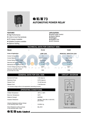 730-1A-1201-PC datasheet - AUTOMOTIVE POWER RELAY