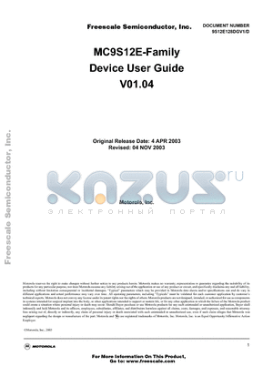 9S12E128DGV1 datasheet - MC9S12E-Family Device User Guide V01.04