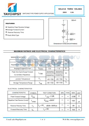 1DL42A datasheet - SWITCHING TYPE POWER SUPPLY APPLICATIONS