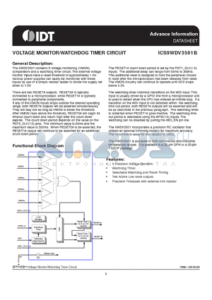 9WDV3501BKLFT datasheet - VOLTAGE MONITOR/WATCHDOG TIMER CIRCUIT