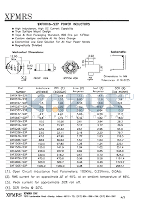 9XF0016-S3P datasheet - POWER INDUCTOR