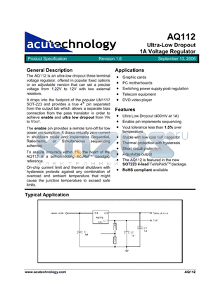 AQ112CY-S4-18-TRL datasheet - Ultra-Low Dropout 1A Voltage Regulator