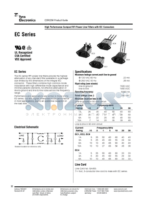 1EC4 datasheet - High Performance Compact RFI Power Line Filters with IEC Connectors