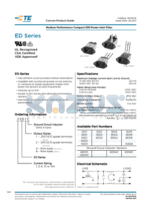 1ED4 datasheet - Medium Performance Compact EMI Power Inlet Filter