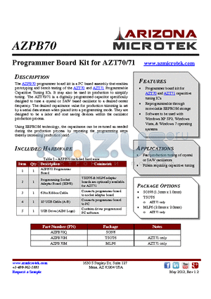 AZPB70H datasheet - Programmer Board Kit for AZT70/71