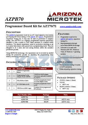 AZPB70M datasheet - Programmer Board Kit for AZT70/71