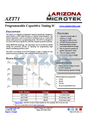 AZT71 datasheet - Programmable Capacitive Tuning IC