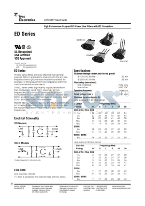 1EOP datasheet - High Performance Compact RFI Power Line Filters with IEC Connectors