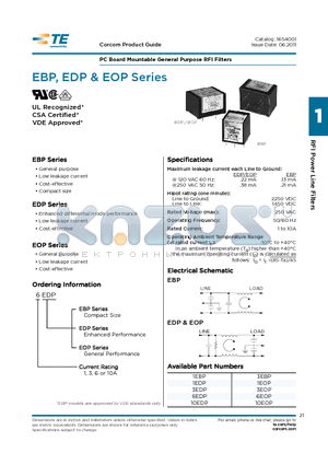 1EOP datasheet - PC Board Mountable General Purpose RFI Filters