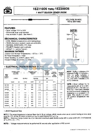 1EZ150D5 datasheet - 1WATT SILICON ZENER DIODE