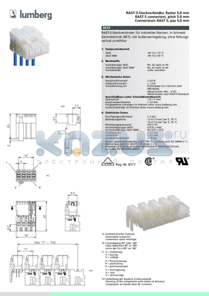 3625 datasheet - RAST-5-Steckverbinder, Raster 5,0 mm