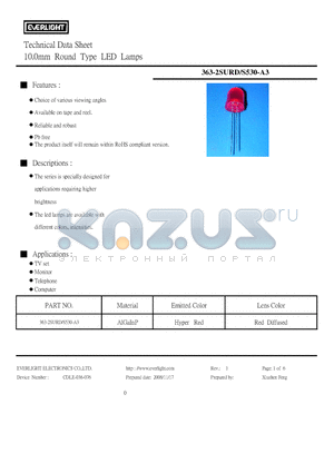363-2SURD/S530-A3 datasheet - 10.0mm Round Type LED Lamps