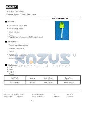 363-2UYD datasheet - 10.0mm Round Type LED Lamps