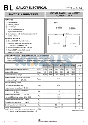 1F10 datasheet - PHOTO FLASH RECTIFIER