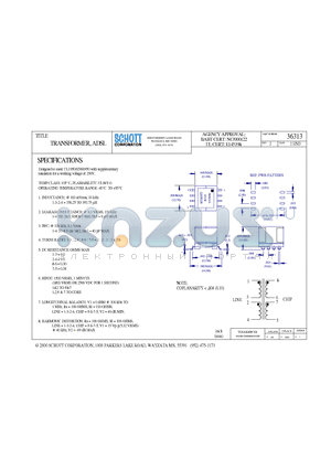 36313 datasheet - TRANSFORMER, ADSL