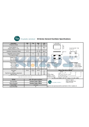 AEL3011BS datasheet - 30-Series General Oscillator Specifications