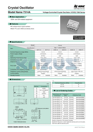 7314A-ASV81-D datasheet - Voltage-Controlled Crystal Oscillator (VCXO)