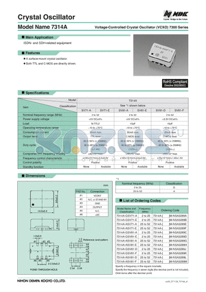 7314A-ASV81-E datasheet - Voltage-Controlled Crystal Oscillator (VCXO)