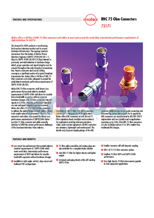 73171 datasheet - BNC 75 Ohm Connectors
