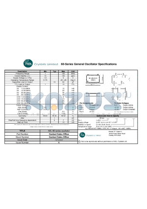AEL60 datasheet - 60-Series General Oscillator Specifications