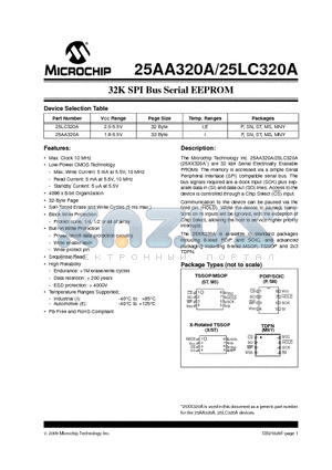 25LC320A-E/SN datasheet - 32K SPI Bus Serial EEPROM