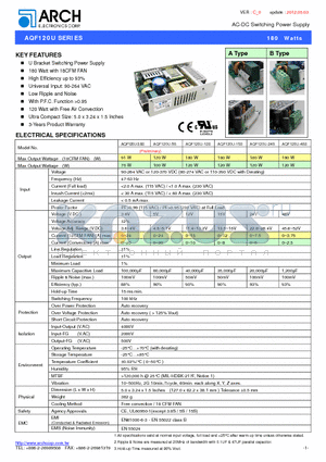 AQF120U-15S datasheet - AC-DC Switching Power Supply