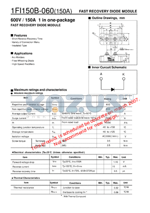 1FI150B-060 datasheet - 600V / 150A 1 in one-package