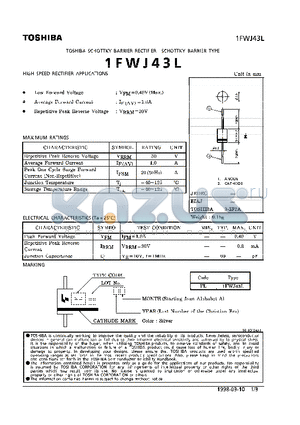 1FWJ43L datasheet - SCHOTTKY BARRIER (HIGH SPEED RECTIFIER APPLICATIONS)