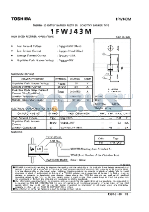 1FWJ43M datasheet - SCHOTTKY BARRIER (HIGH SPEED RECTIFIER APPLICATIONS)