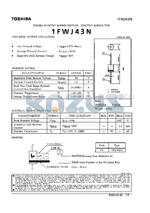 1FWJ43N datasheet - SCHOTTKY BARRIER (HIGH SPEEDRECTIFIER APPLICATIONS)