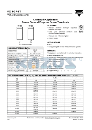 500PGP-ST datasheet - Aluminum Capacitors Power General Purpose Screw Terminals