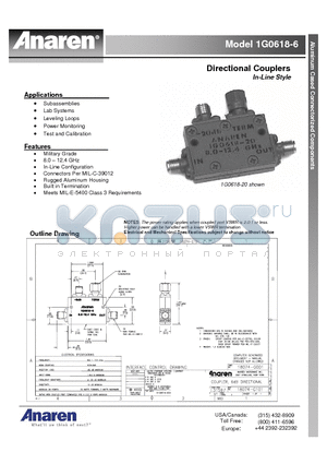 1G0618-6 datasheet - Directional Couplers