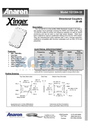 1G1304-30 datasheet - Directional Couplers 30 dB