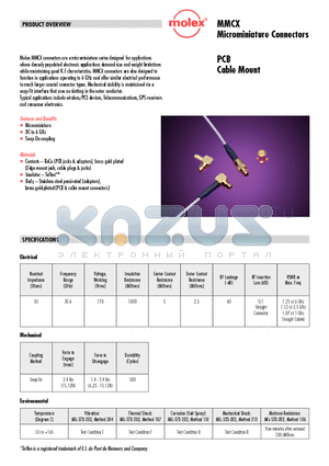 73413-0050 datasheet - MMCX Microminiature Connectors