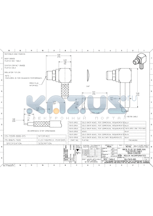 73415-0950 datasheet - MMCX PLUG 50 OHMS R/A FOR RG178 CABLE