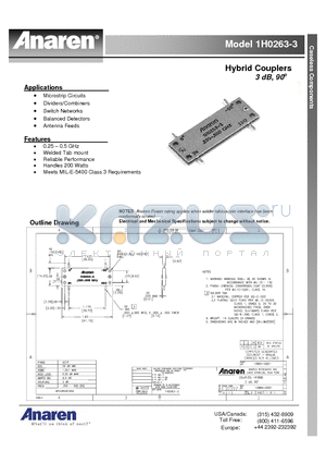 1H0263-3 datasheet - Hybrid Couplers