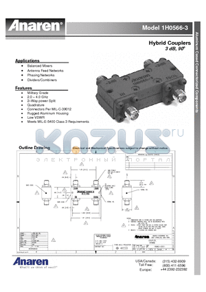 1H0566-3 datasheet - Hybrid Couplers