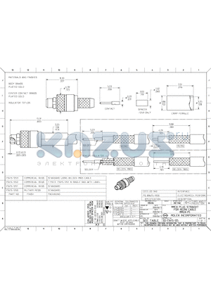 73415-1252 datasheet - MMCX PLUG STRAIGHT FOR RG316 CABLE MMCX-PC