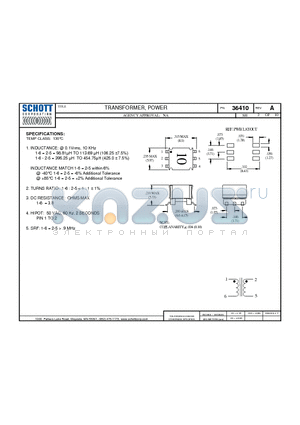 36410 datasheet - TRANSFORMER, POWER