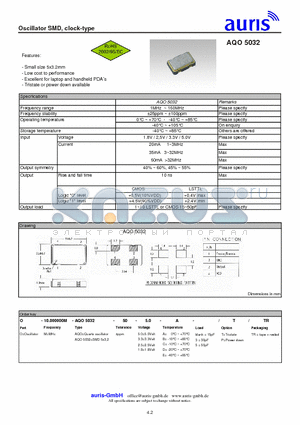 AQO5032 datasheet - Oscillator SMD, clock-type