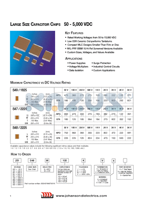 500S48N101MY3E datasheet - Large Size Capacitor Chips 50-5,000 VDC