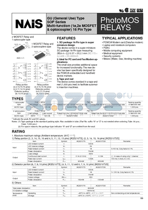 AQS210T2SX datasheet - PhotoMOS RELAYS