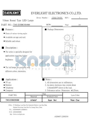 7343-2USRC-S1060 datasheet - 5.0mm Round Type LED Lamps